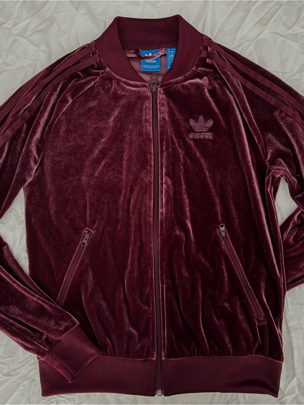 Adidas Burgundy Velvet Track Jacket Size XS